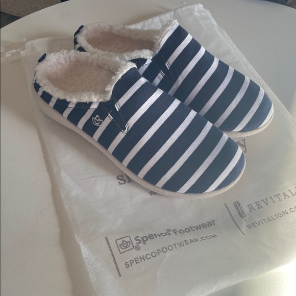 NWT Senco Women's Shearling Lined Slippers Slides Striped Pattern Sherpa Size 9 - Picture 6 of 6